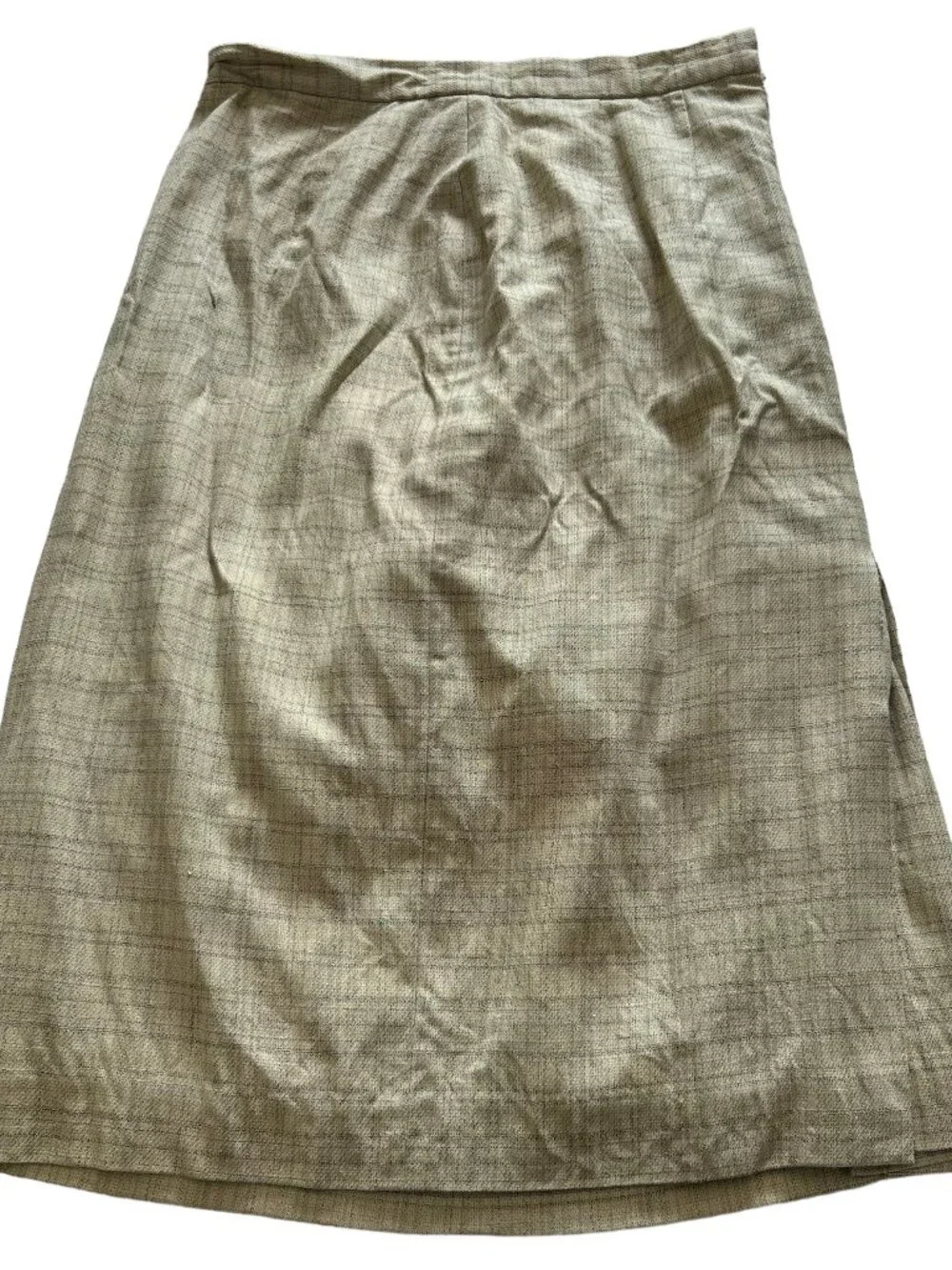 Vintage Burberrys pencil skirt beige plaid print midi size 18